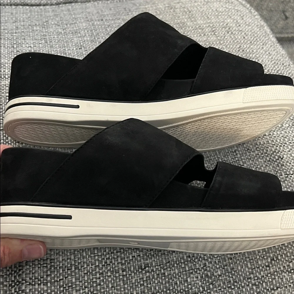 Eileen Fisher Black Wedge Sandal Suede NEW